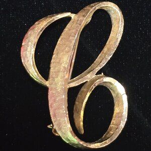 Vintage Mamselle Gold-Tone Initial "C" Brooch Pin